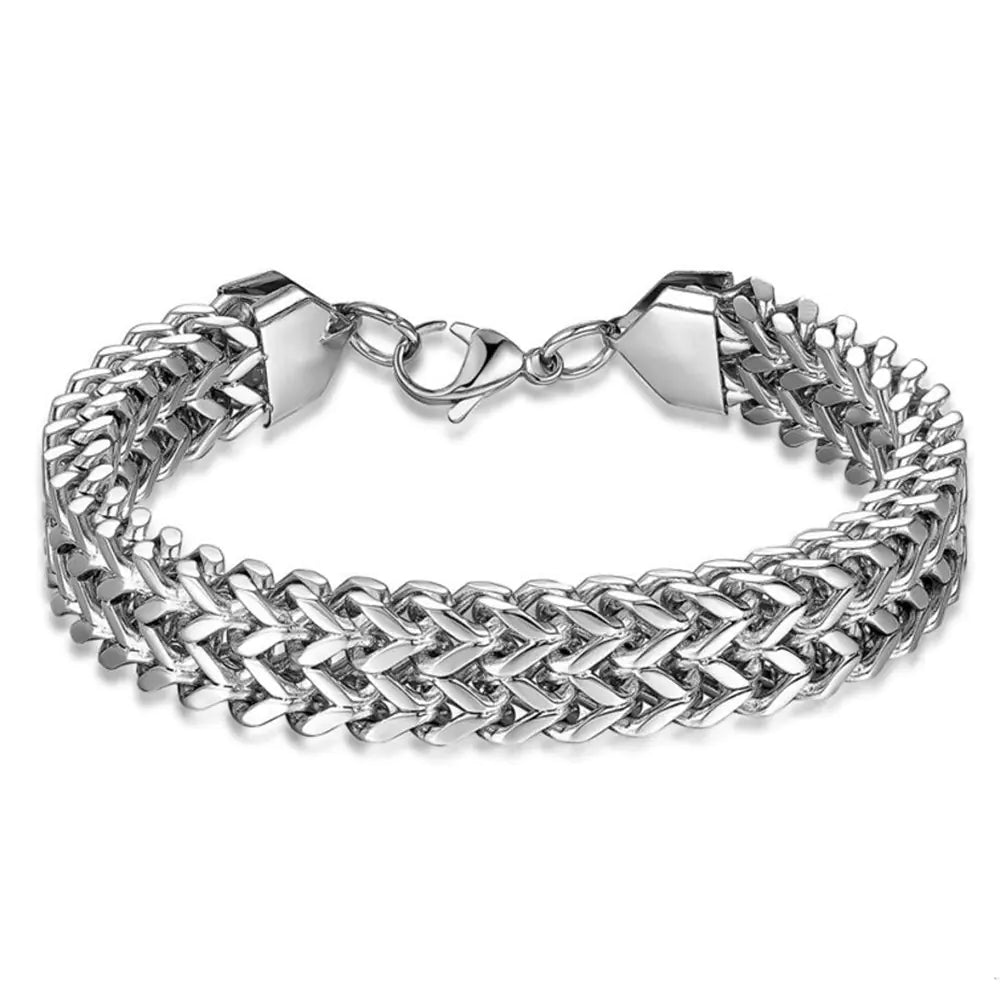 Men's Titanium Steel Double Row Stainless Steel Bracelet