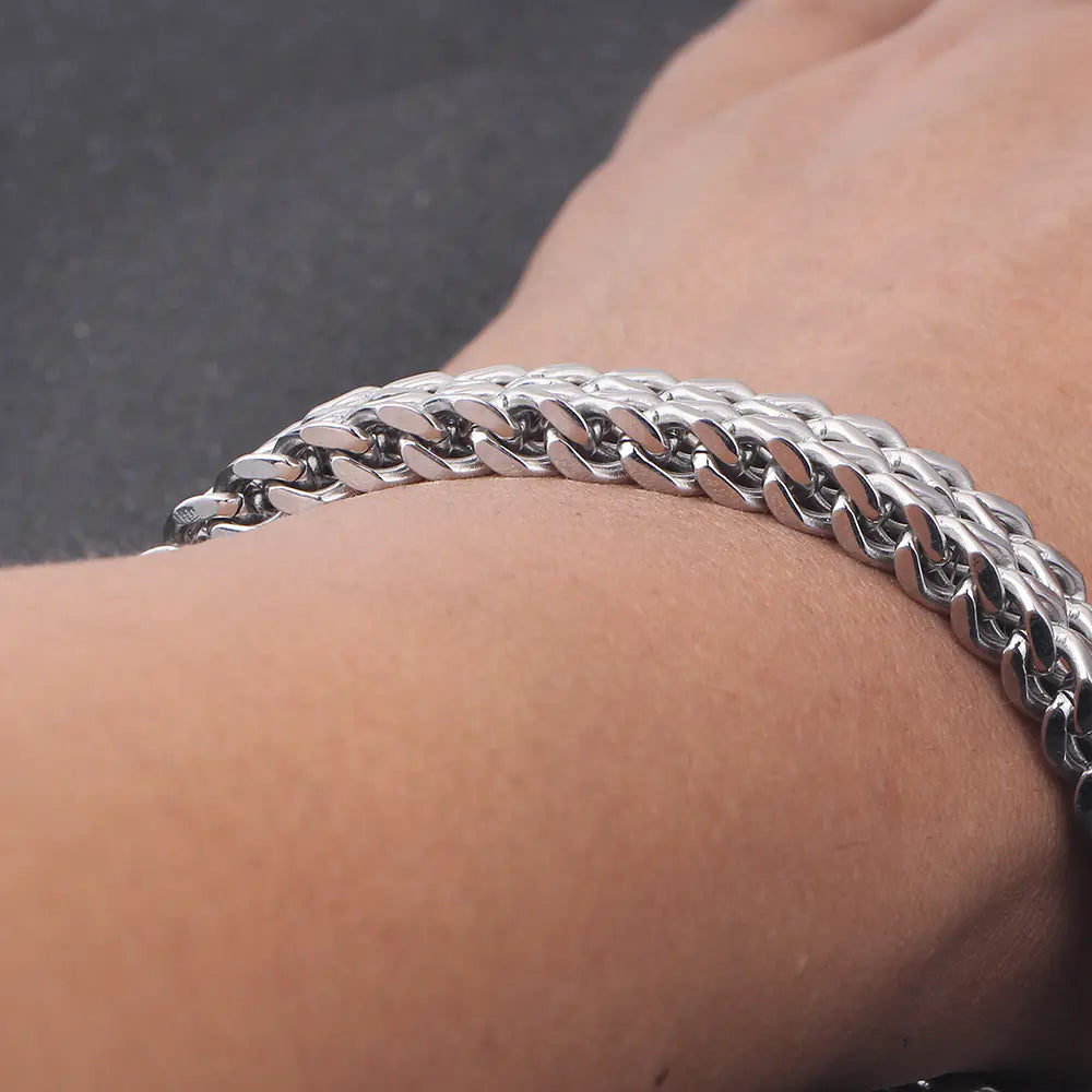 Men's Titanium Steel Double Row Stainless Steel Bracelet
